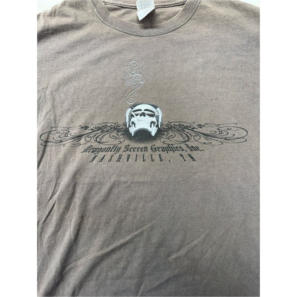 Vintage Brown Y2K Graphic Skull Tee Men’s XL - Picture 3 of 6
